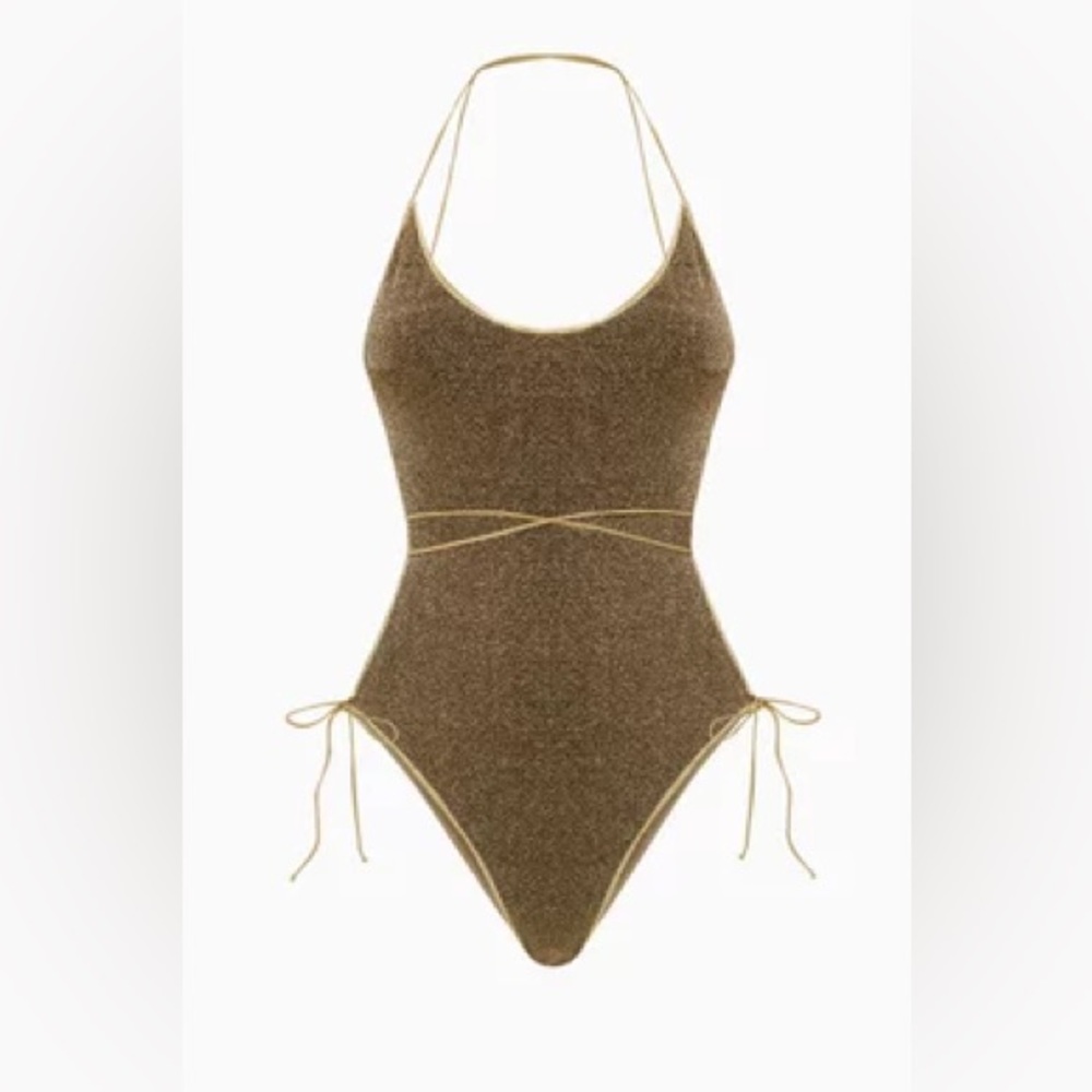 Oseree Shimmering Gold One-Piece Swimsuit